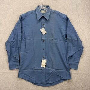 Stafford Executive Dress Shirt Mens 15 1/2 33 Blue Dobby Weave Cotton Office NEW